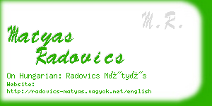 matyas radovics business card